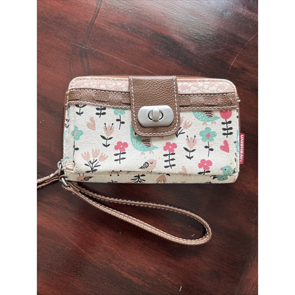 Unionbay Owl Floral & Bird Print Zip Around Wristlet Wallet